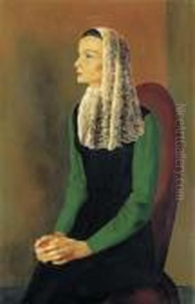 Portrait De Madeleine Sologne Oil Painting by Jean Kisling