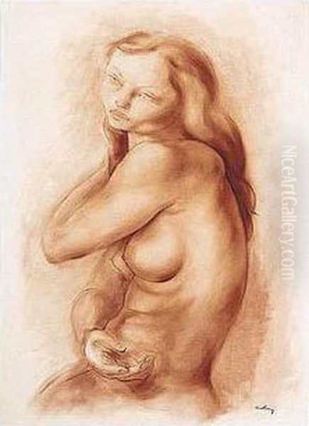 Buste Nu Assis Oil Painting by Jean Kisling