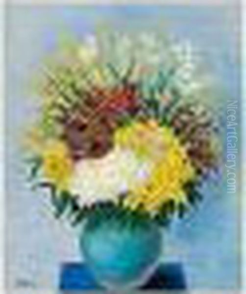 Bouquet De Fleurs Mimosas Oil Painting by Jean Kisling