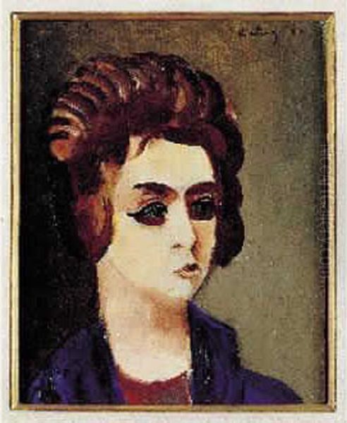 Tete De Jeune Femme Brune Oil Painting by Jean Kisling