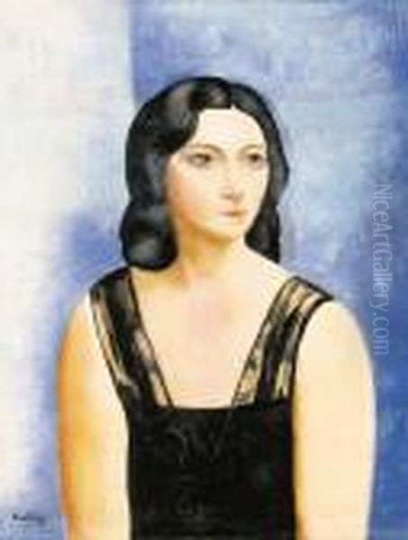 Portrait De Raymonde Vaseur Oil Painting by Jean Kisling