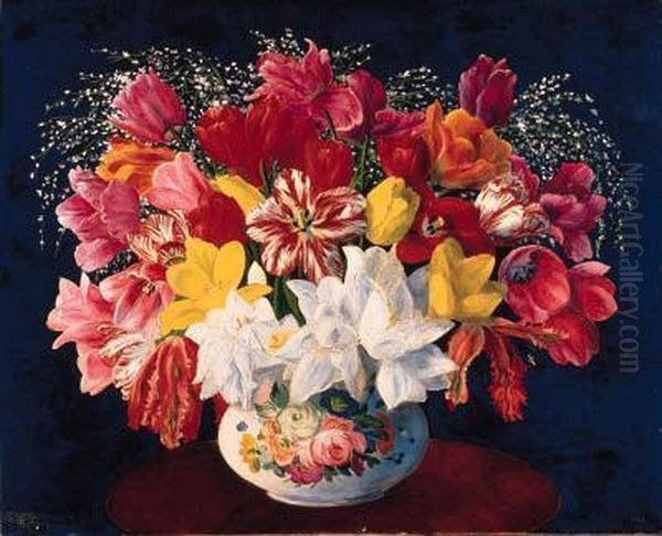 Grand Bouquet De Tulipes Oil Painting by Jean Kisling
