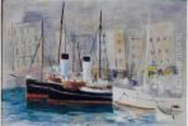 1933le Port De Marseillehuile Sur Toile, Signee En Bas A Gauche Oil Painting by Jean Kisling