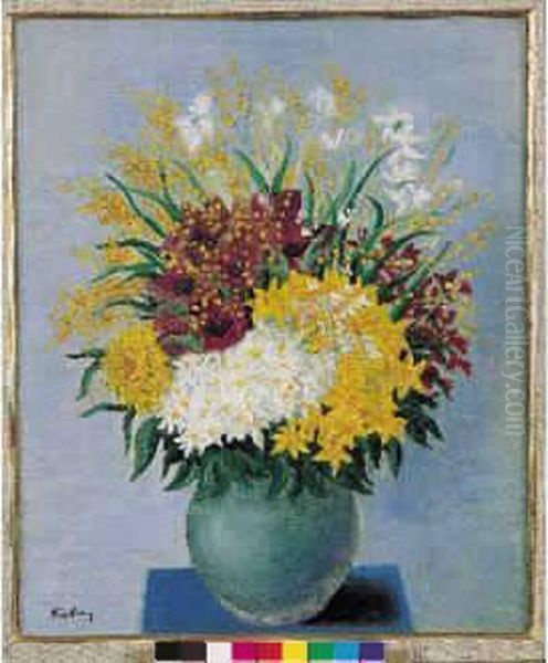 Bouquet De Fleurs Mimosas,circa 1936 Oil Painting by Jean Kisling