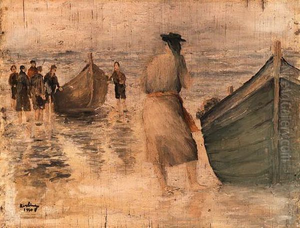 La Plage De Nazar Oil Painting by Jean Kisling