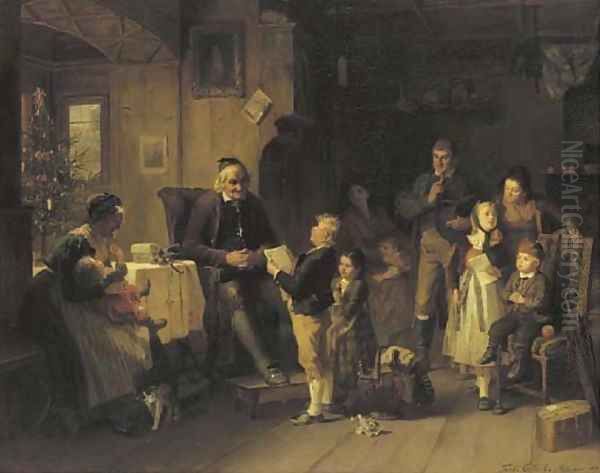 New Year's Eve at Grandfather's Oil Painting by Friedrich Ortlieb
