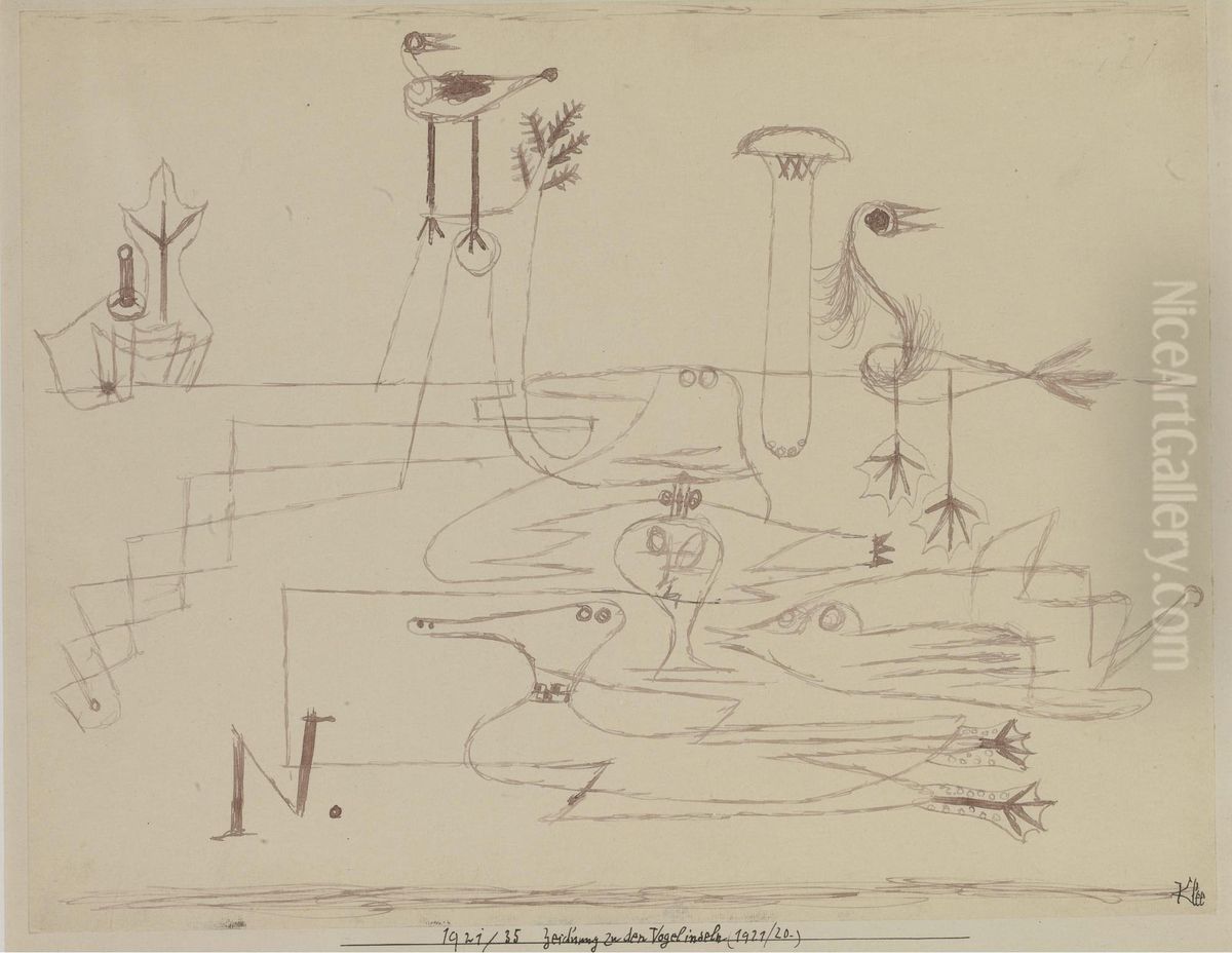 Zeichnungen Zu Den Vogelinseln Oil Painting by Paul Klee