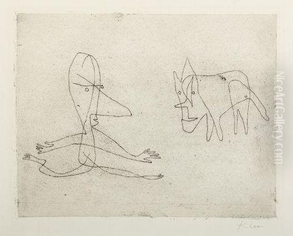 Was Lauft Er? (what Makes Him Run?) Oil Painting by Paul Klee