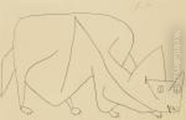 Katze Lauert Oil Painting by Paul Klee