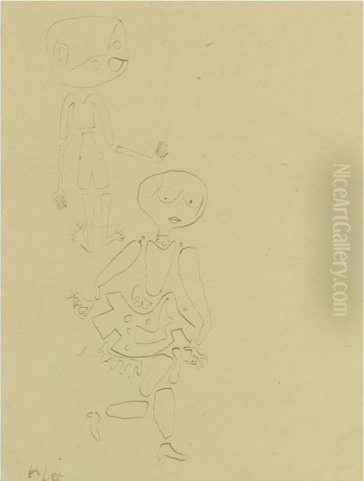 Mich Verfolgt Wer (somebody Pursues Me) Oil Painting by Paul Klee