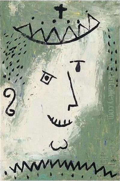 Kronen-narr (crowned Fool) Oil Painting by Paul Klee