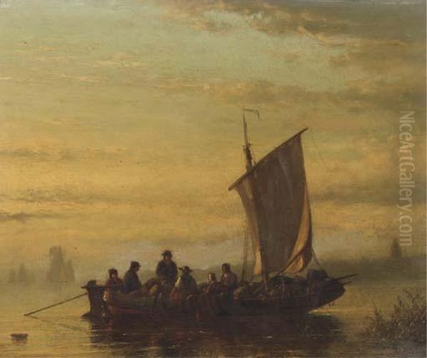 Journey At Dawn Oil Painting by Lodewijk Johannes Kleijn