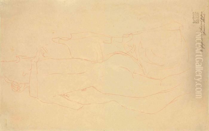 Freundinnen In Umarmung With Nachlass Oil Painting by Gustav Klimt