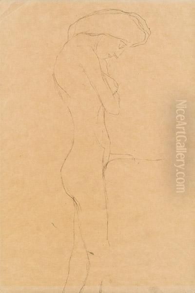 Stehende Nach Rechts Oil Painting by Gustav Klimt