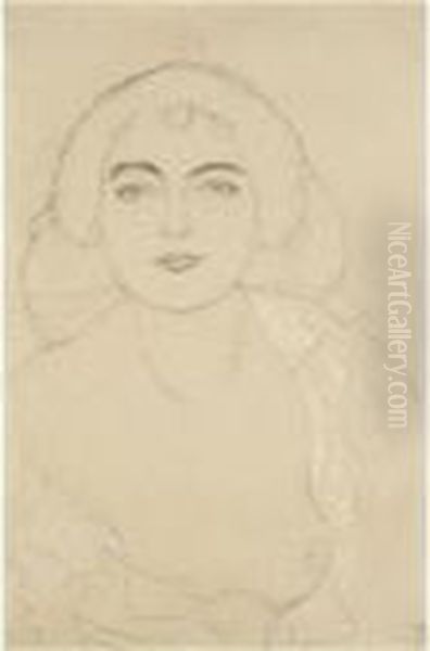 Brustbild Von Vorne (bust Of A Woman) Oil Painting by Gustav Klimt