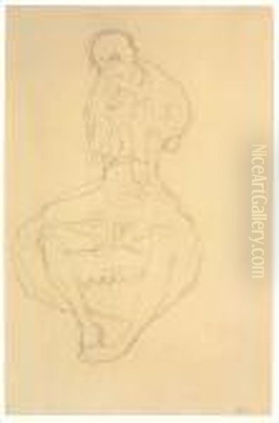 Sitzender Halbakt Oil Painting by Gustav Klimt