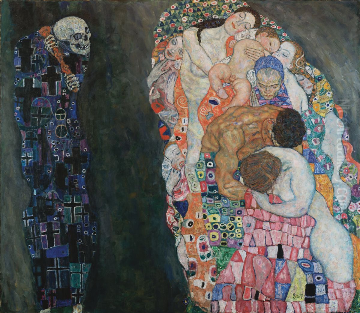 Death And Life Oil Painting by Gustav Klimt