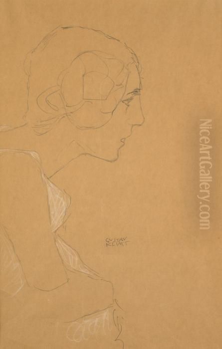 Kniestuck Im Profil Nach Rechts Oil Painting by Gustav Klimt