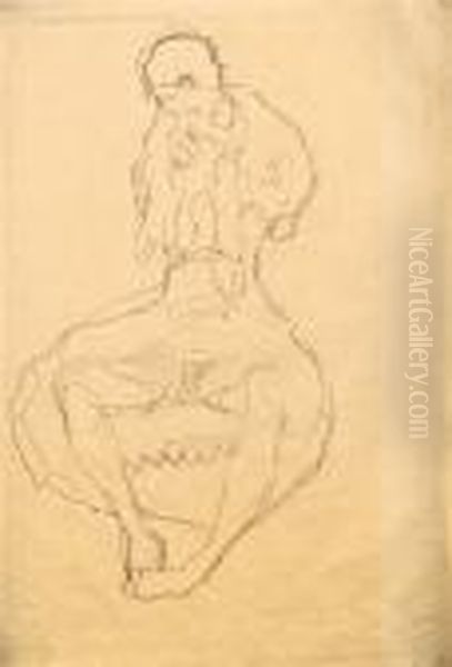 Sitzender Halbakt Oil Painting by Gustav Klimt