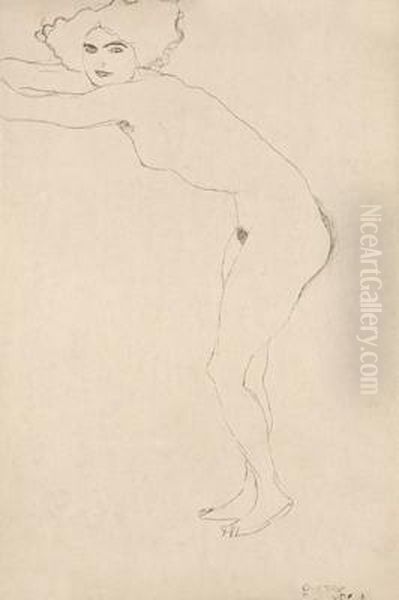 56 X 37,3 Cm, Gerahmt, Diese 
Zeichnung Wurde Von Frau Dr. Bisanz-prakken Begutachtet Und Wird In Das 
Werkverzeichnis Der Albertina Aufgenommen Oil Painting by Gustav Klimt