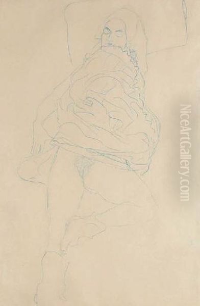 Liegender Halbakt Nach Links
 With The 
Nachlass Oil Painting by Gustav Klimt