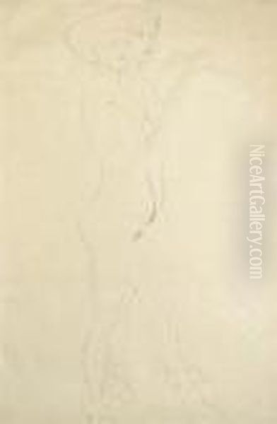 Zwei Nach Rechts Schreitende, Die Vordere Halt Die Rechte An Der Schulter
 With The 
Nachlass Oil Painting by Gustav Klimt