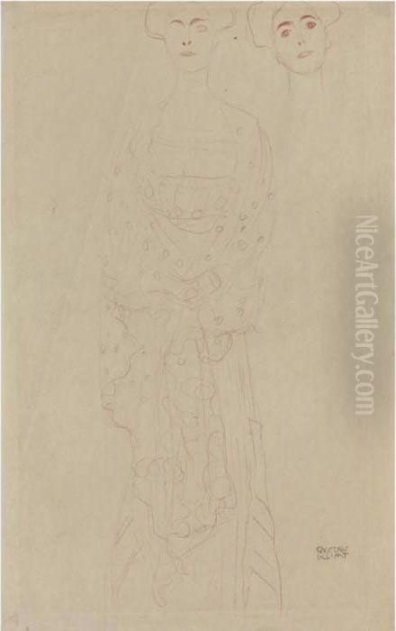 Stehende Frau (standing Woman) Oil Painting by Gustav Klimt