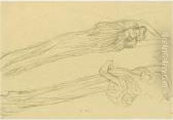 Property From A Private European Collection
 

 
 
 

 
 Zwei Studien Einer Nach Rechts Schwebenden Gewandfigur (two Studies Of A Floating Draped Figure To The Right) Oil Painting by Gustav Klimt
