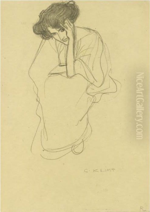 Property From A Private European Collection
 

 
 
 

 
 Aufgestutzt Sitzende Frau (seated Woman Resting) Oil Painting by Gustav Klimt