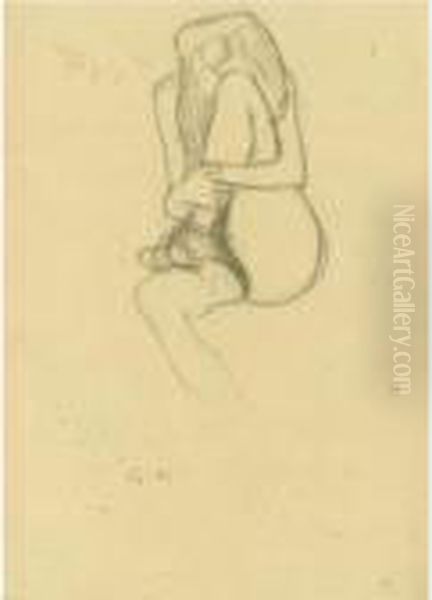 Property From A Private European Collection
 

 
 
 

 
 Sitzender Frauenakt Nach Links (seated Female Nude From The Left) Oil Painting by Gustav Klimt