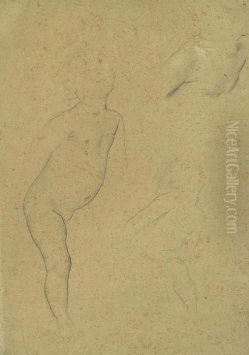 Standing And Seated Child Facing Right Oil Painting by Gustav Klimt