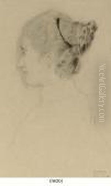 Brustbild Eines Madchens Im Profil Nach Links Oil Painting by Gustav Klimt