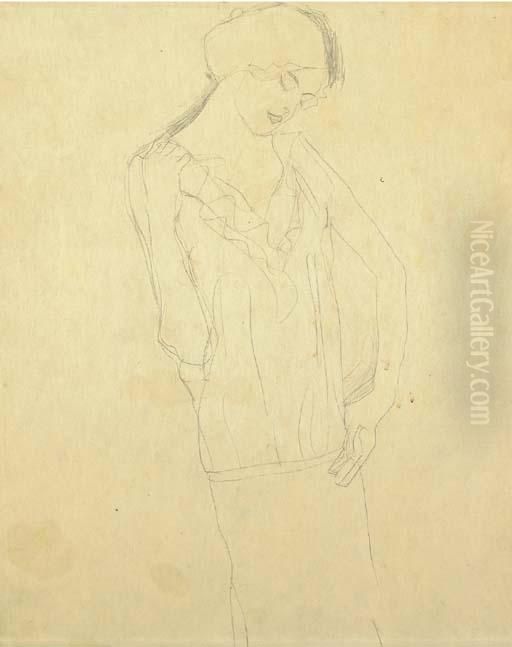 Studie Fur Die 'tanzerin' ('die Erwartung') Kompositionsskizze, Furdas 'stoclet-fries' Oil Painting by Gustav Klimt