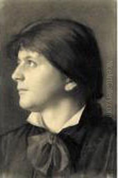 Brustbild Einer Nach Links 
Aufblickenden Frau (portrait Of A Woman Looking Upwards To The Left) Oil Painting by Gustav Klimt