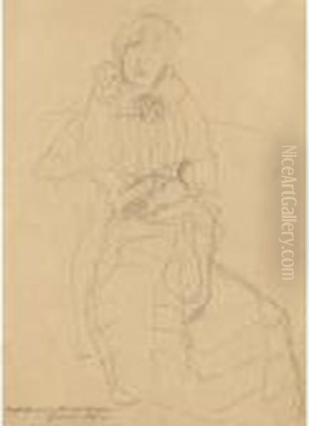 Sitzende Dame Von Vorne, Studie 
Fur Das Bildnis Marie Henneberg (seated Lady From The Front, Study For 
The Portrait Of Marie Henneberg) Oil Painting by Gustav Klimt