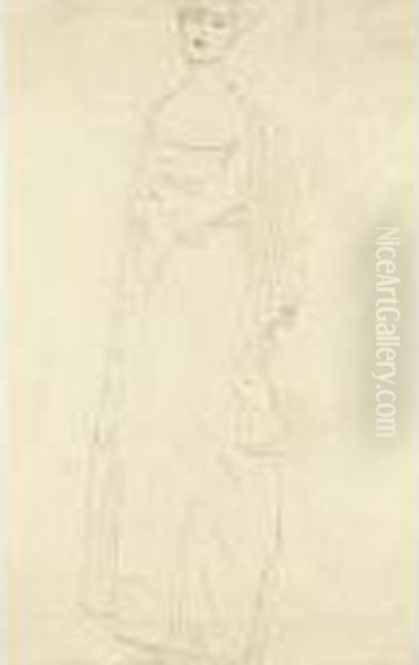 Standing Turned To The Left (portrait Of Margaret Stonborough-wittgenstein) Oil Painting by Gustav Klimt