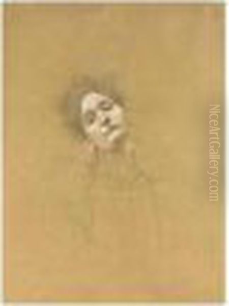 Brustbild Einer Jungen Frau Mit 
Nach Links Geneigtem Kopf (bust Of A Girl, Head Turned To The Left) Oil Painting by Gustav Klimt
