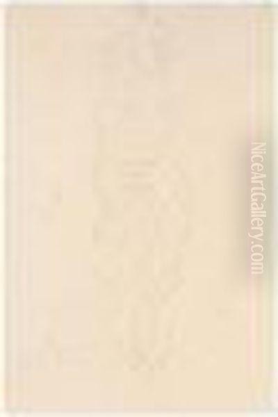 Stehende Von Vorne Mit Gerafftem
 Langen Gewand (standing Woman Seen From The Front, With Her Long Robe 
Lifted) Oil Painting by Gustav Klimt