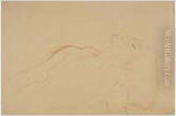 Brustbild Nach Links, Mit 
Geschlossenen Augen (torso Turned To The Left, With Closed Eyes) Oil Painting by Gustav Klimt