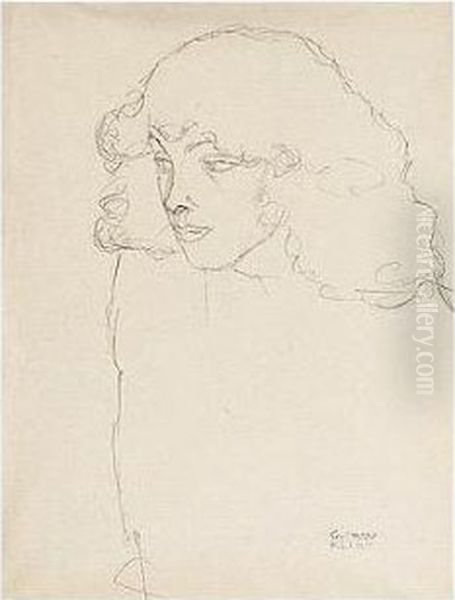 Brustbild Eines Madchens Im 
Dreiviertelprofil Nach Links (bust Of A Girl In Three-quarter Profile, 
Facing Left) Oil Painting by Gustav Klimt