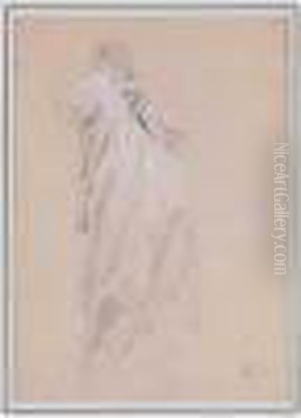 Etude Pour La Femme Au Luth 
 Dessin Au Fusain Oil Painting by Gustav Klimt