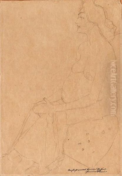 Sitzende Schwangere
Pencil On Tan Paper Oil Painting by Gustav Klimt