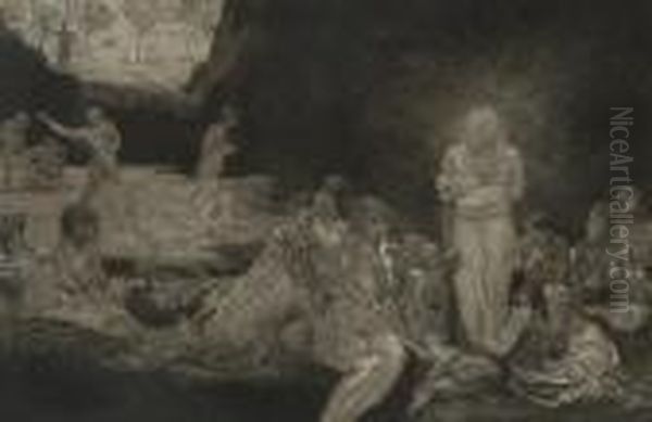 Christus Und Die Sunderinnen Oil Painting by Max Klinger