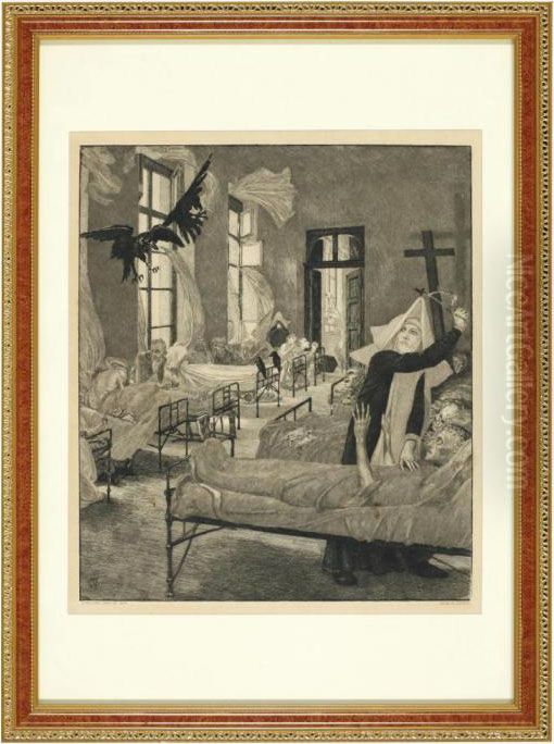 Pest Oil Painting by Max Klinger