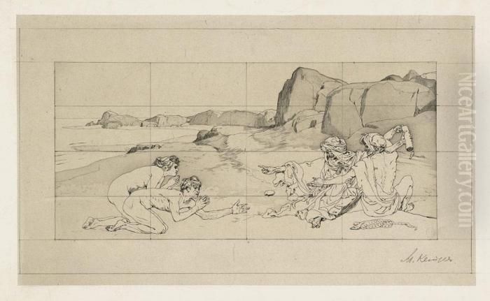 Eine Liebe - Intermezzo (verworfene Platte) Oil Painting by Max Klinger