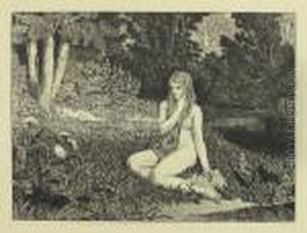 Eva Und Die Zukunft. Folge Von 
Sechs Blattern Erfunden Und Radiert Von Max Klinger. Rad.-werk Iii Oil Painting by Max Klinger