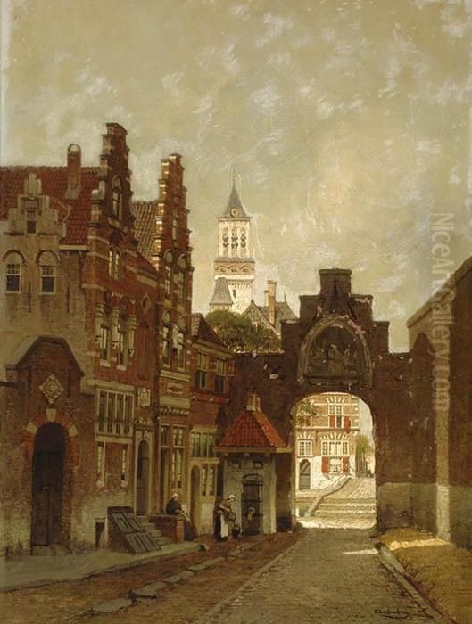 The 'oude Poort' Oil Painting by Johannes Christiaan Karel Klinkenberg