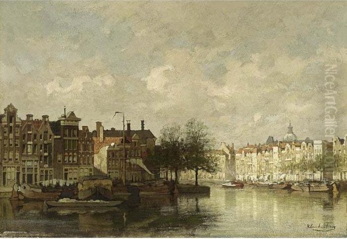 A View Of Amsterdam Oil Painting by Johannes Christiaan Karel Klinkenberg