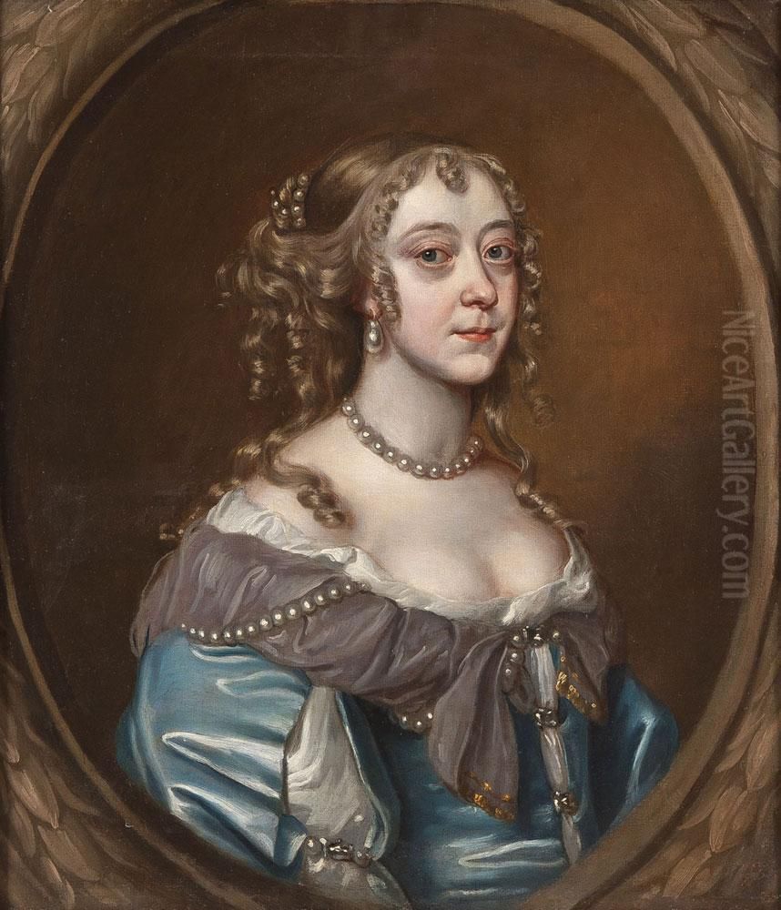 Halbfigurenportrait Einer Dame Im Braunen Kleid Oil Painting by Sir Godfrey Kneller