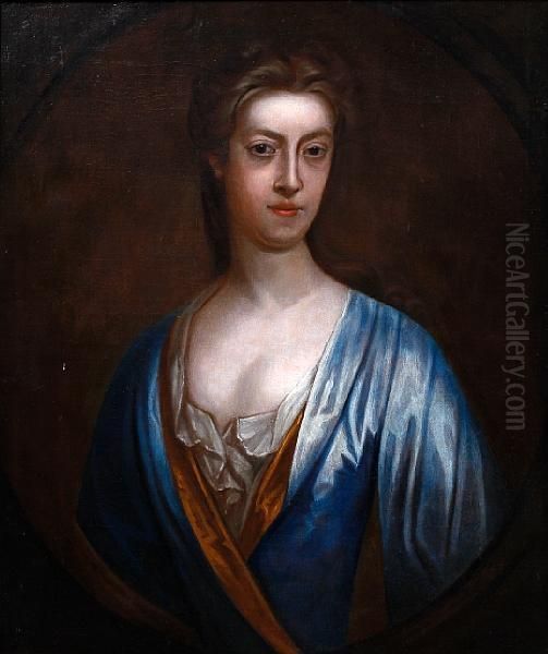 Portrait Of A Lady, Wearing A Blue Robe Oil Painting by Sir Godfrey Kneller